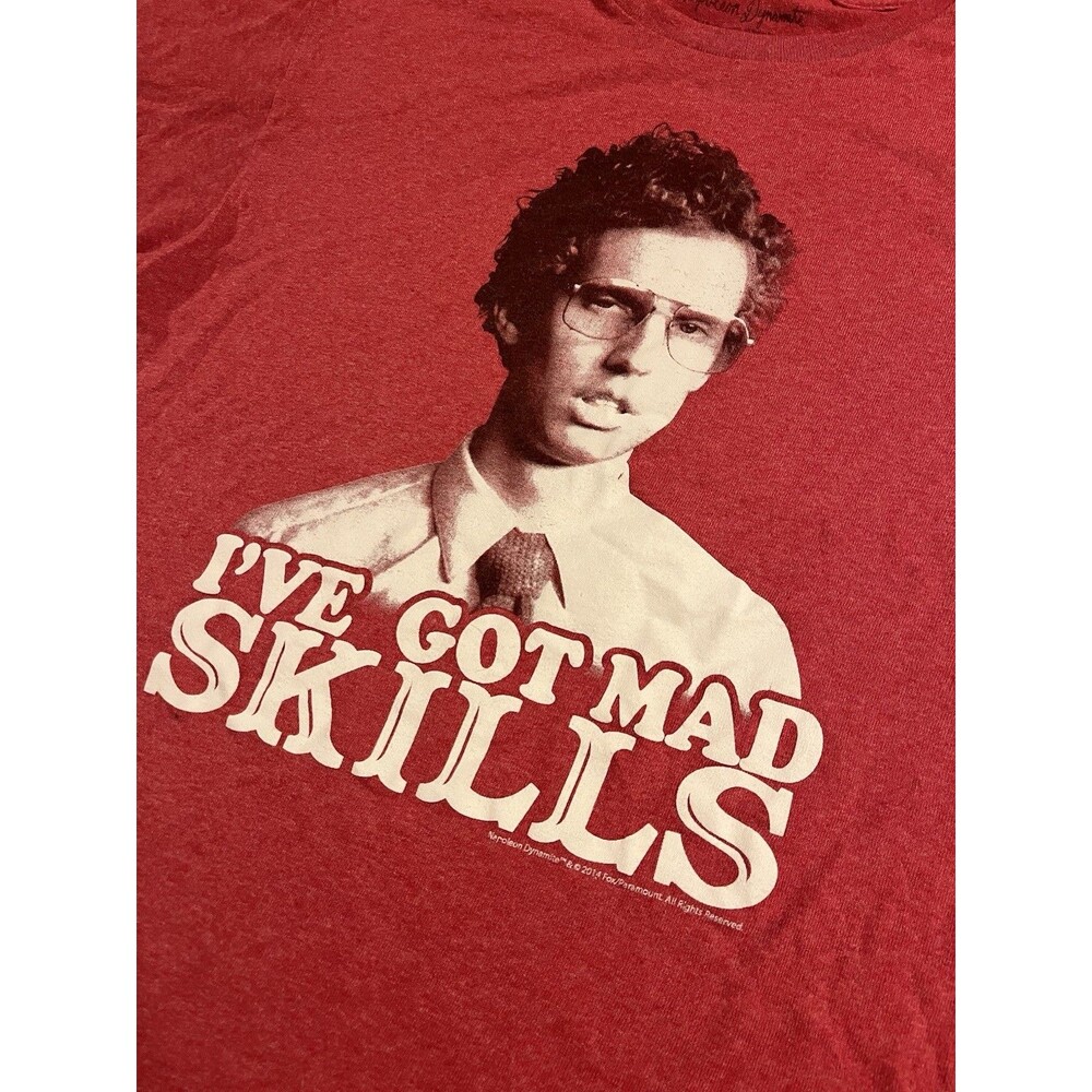 Napoleon Dynamite 2014 MAD SKILLS Red T-Shirt MEDIUM Movie Pedro Funny Heder Y2K